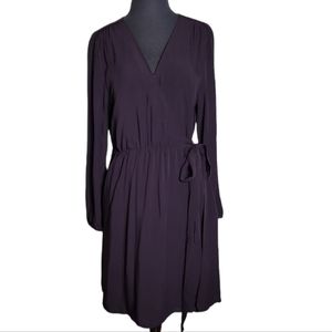 GAP faux wrap v neck long sleeve brown dress size small